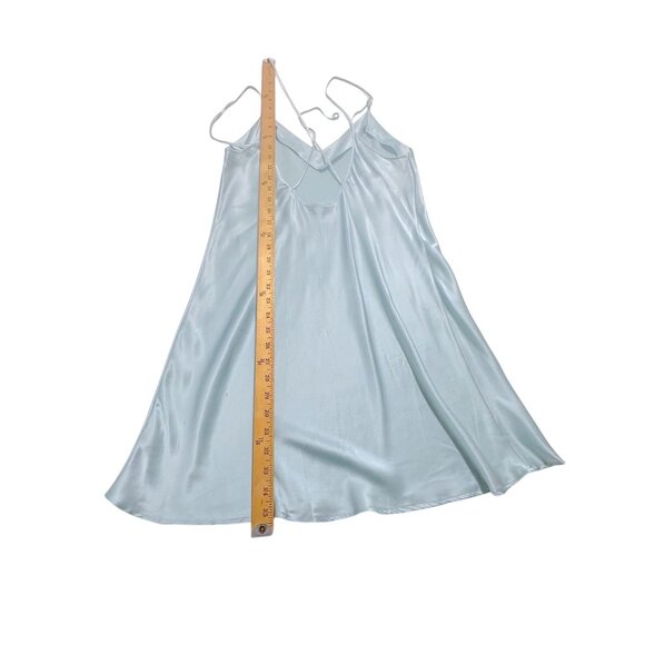 Vintage Vivine La Rinascente 100% Silk Slip Dress Light Blue Italy Size L - Picture 9 of 9